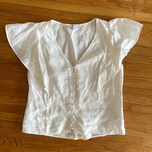 Madewell linen white button up blouse!